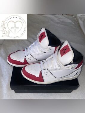 Jordan Men’s High-Top Sneakers - White/Red/Black